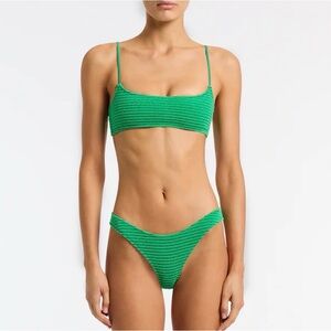 MICA - HUBE GREEN TERRY TOWELLING CROP BIKINI SET
